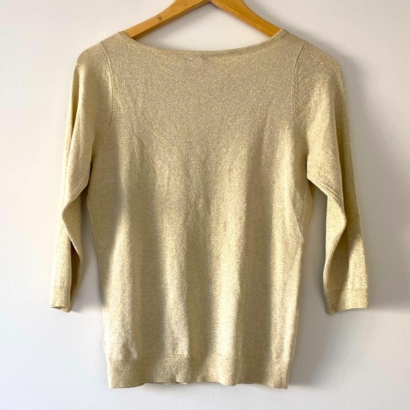 SHIMMERING METALLIC GOLD VINTAGE WORTHINGTON LIGHTWEIGHT SWEATER - Picture 3 of 6